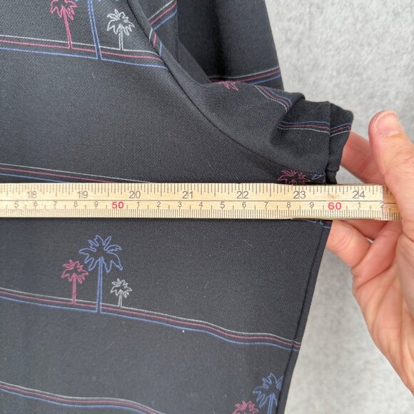 Travis Mathew Mens Honopu Golf Polo Shirt Size XL Black Palm Tree Stripe EUC - Picture 10 of 10